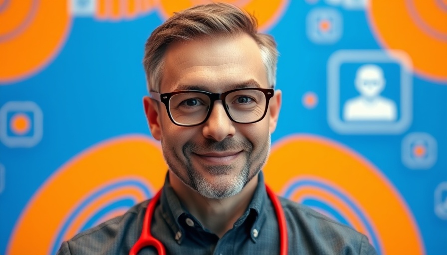 AI Doctor on WhatsApp service promotion with professional man.