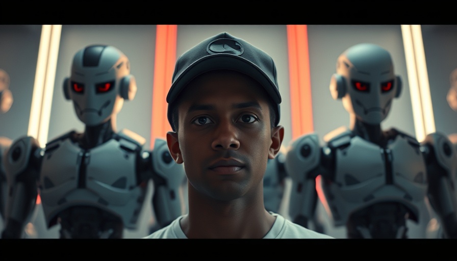 Innovative humanoid robotics concept with thoughtful person.