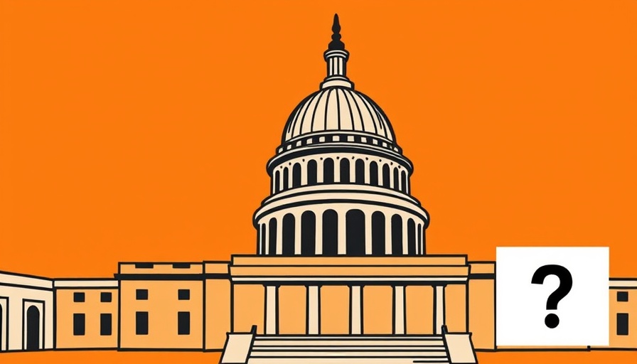 Illustration of a capitol building with text 'What the Health?' on an orange background.