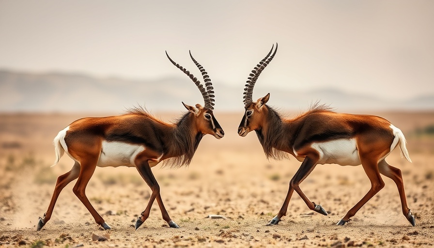 Dynamic action of saiga antelopes facing off in 2025 Wildlife Photos of the Year Contest