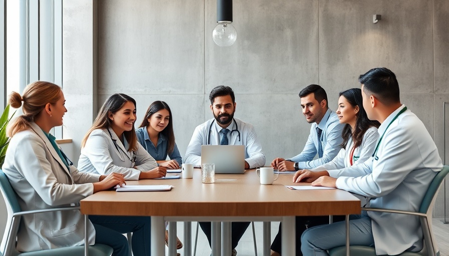Healthcare professionals discussing AI security guidelines in a meeting.