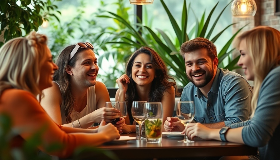 Friends enjoying dinner, representing Les Amis app for friendship building.