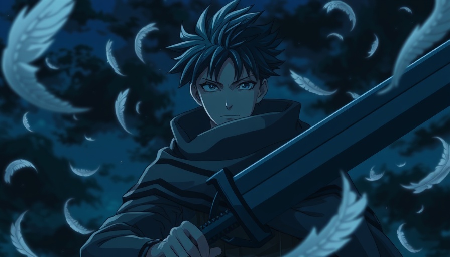Dramatic anime scene from Angel's Egg: character with feathers swirling