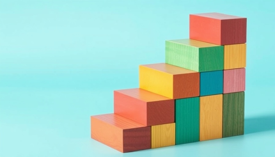 Business Registration Steps visualized with ascending colorful blocks.