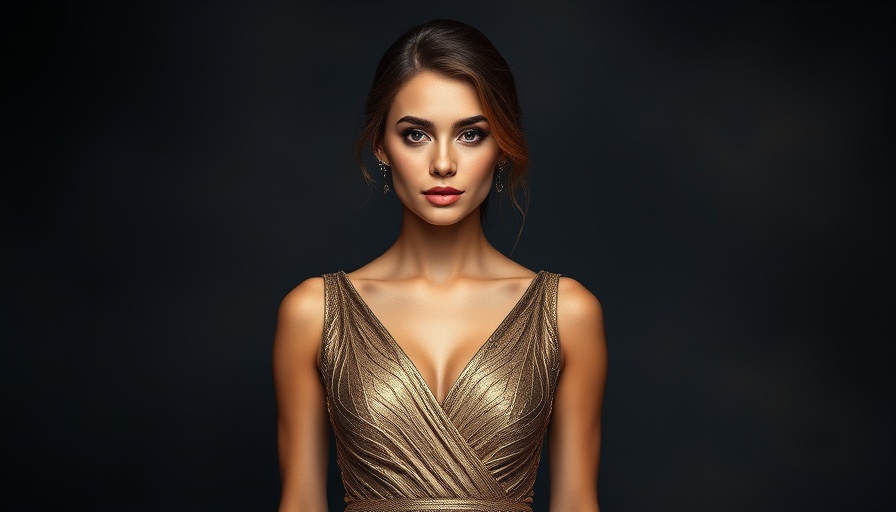 Elegant woman in golden dress epitomizing famous INFJ celebrities.