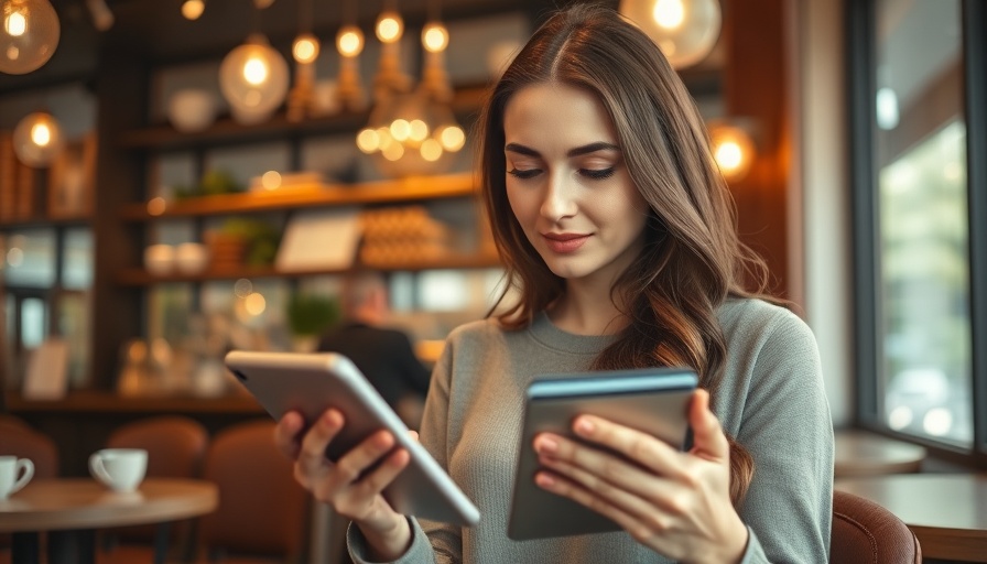 Woman exploring Chase Sapphire Reserve bonus points offer in a coffee shop.