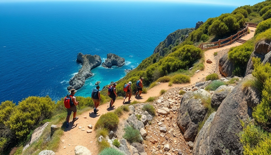 Hikers enjoying a scenic coastal walk in Italy with sea views.