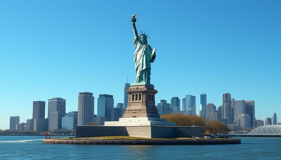 Iconic statue along NYC waterfront, a must-see attraction.