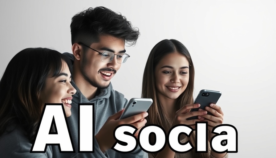Young adults exploring AI social networking app, engaging expressions.