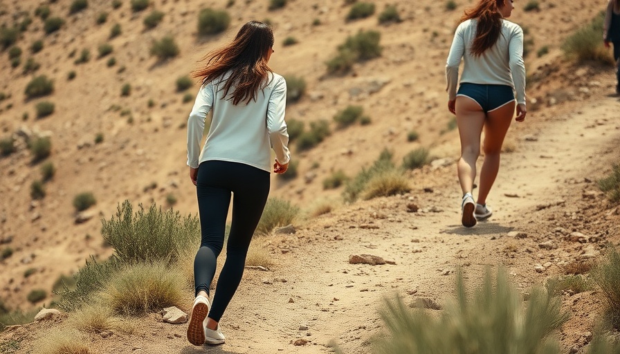 Two women hiking for a daily movement habit in open terrain.