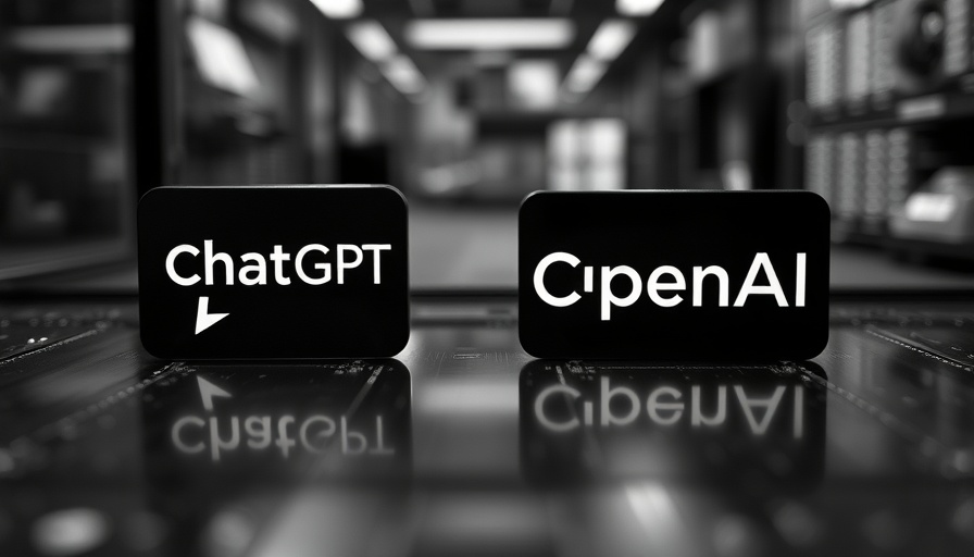 ChatGPT and OpenAI logos reflecting on surfaces in a techno setting.