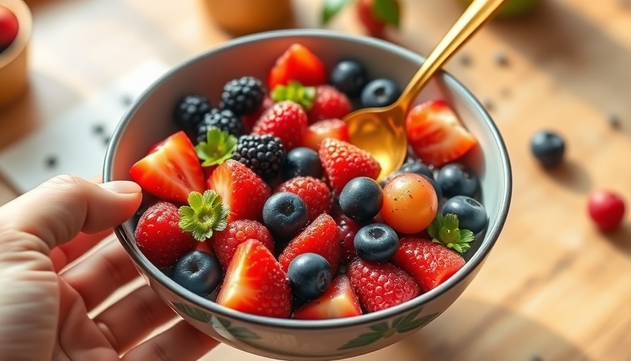 Vibrant bowl of berries with chia seeds, highlighting nutrition for muscle health.