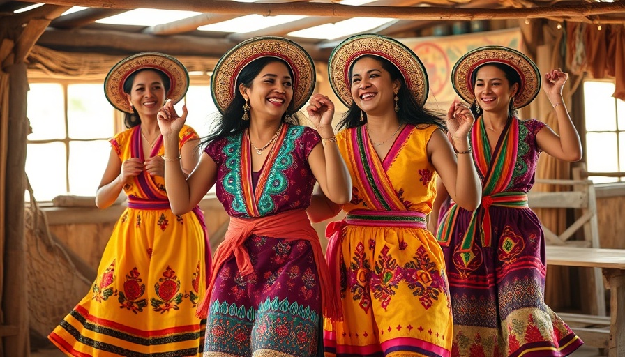Joyful women in vibrant traditional attire dancing, ethical fashion brands.