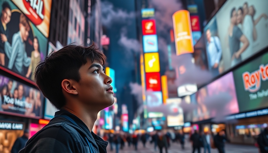 Person admiring iconic ad campaigns in Times Square at night.