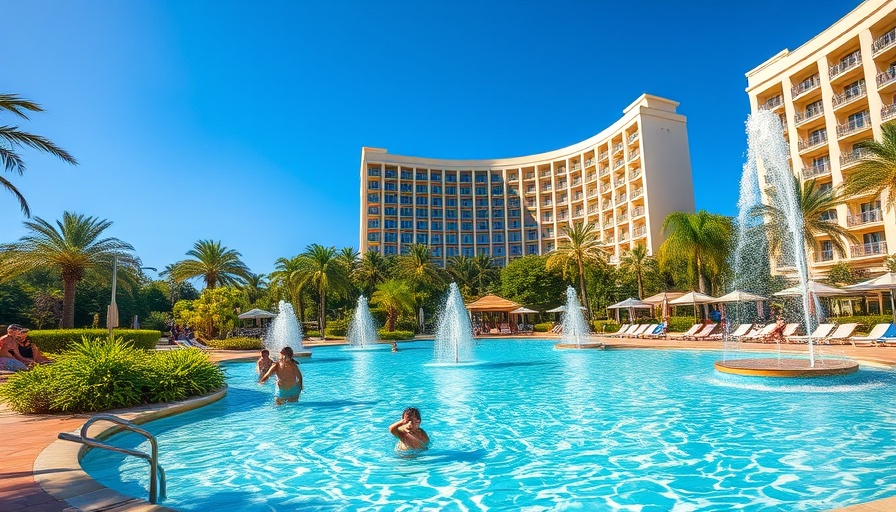 Resort pool with fountains and lush greenery, related to 20,000 Bonus World of Hyatt Points.