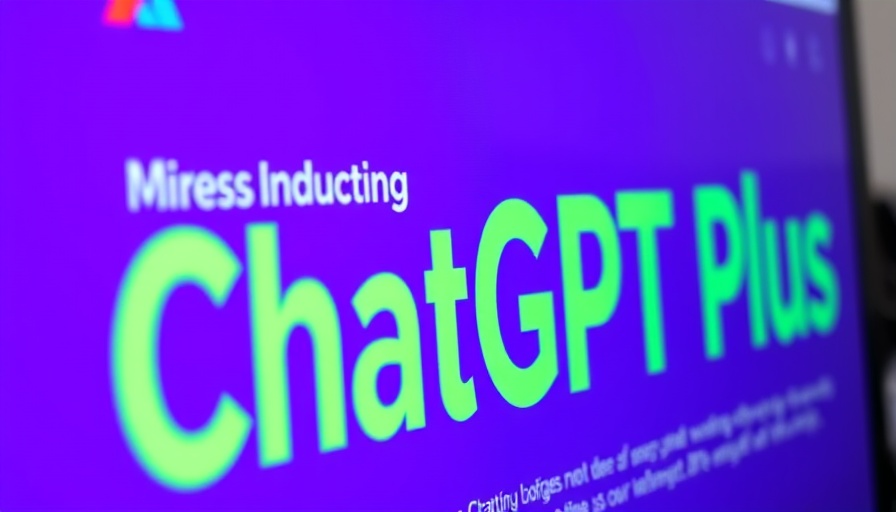 ChatGPT Plus introduction on screen, vibrant purple and green scheme.