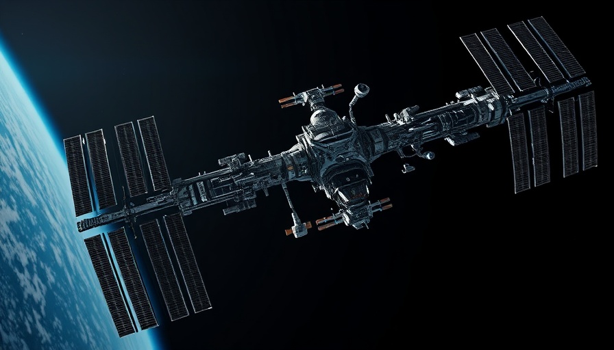 International Space Station floating in space; study on space travel accelerates aging in blood stem cells.