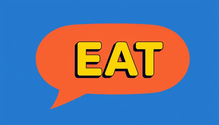 Minimalist icon with 'EAT' text on blue background.