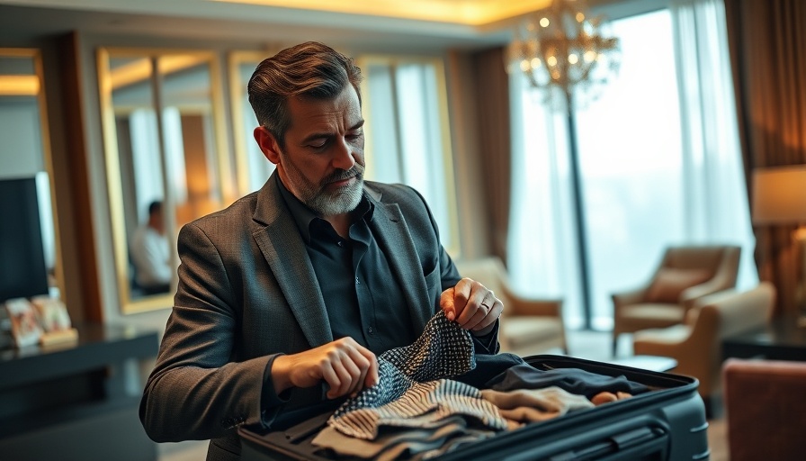Middle-aged man packing in hotel room, IHG One Rewards Traveler Credit Card benefits.