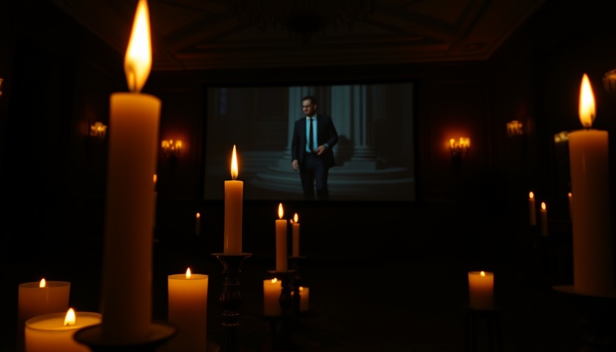 Candlelit room with Giorgio Armani projection