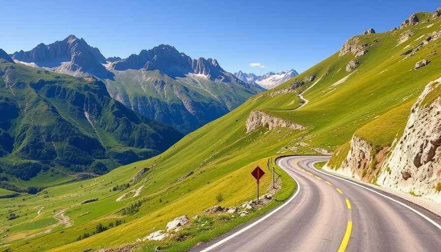 Scenic Swiss Road Trips: Winding mountain road in the Swiss Alps.