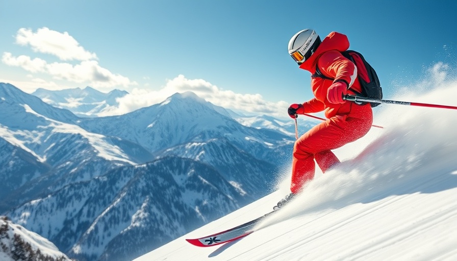Skier in red descends snowy slope at world's top ski resort.