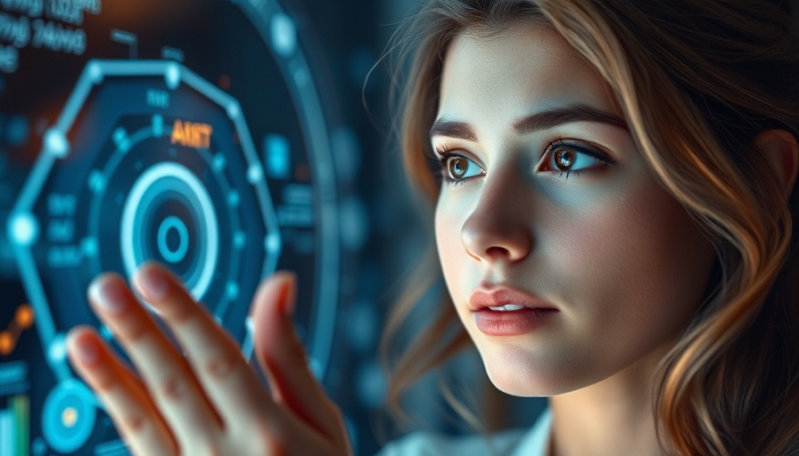 Harness AI for Business Growth: Woman interacts with AI hologram