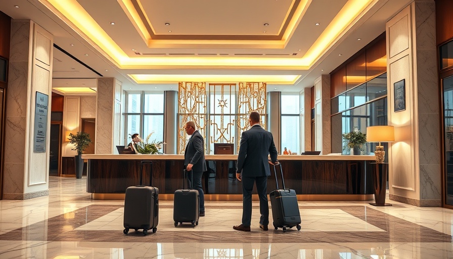 Elegant hotel lobby with people interacting, showcasing Citi Strata credit card options.