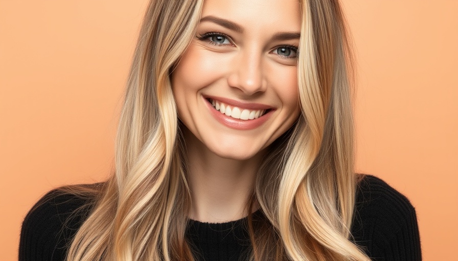 Portrait of smiling woman, long blonde hair, black sweater