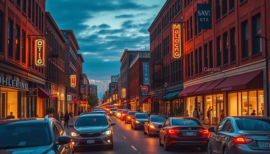 Lively Raleigh street scene showcasing its culinary scene during evening.