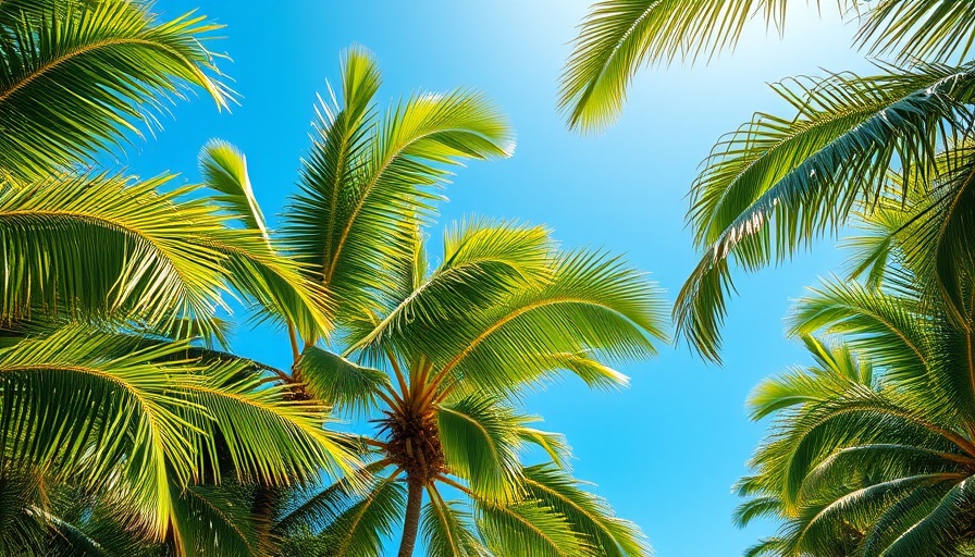Scenic view of tropical palm trees on a crowd-free Caribbean island.