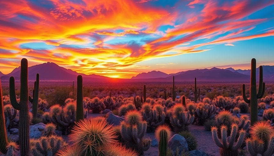 Desert sunset with cacti in Scottsdale, Arizona