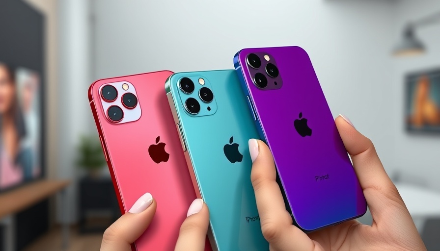 iPhone 17 series in vibrant colors, held together, showcasing sleek design.
