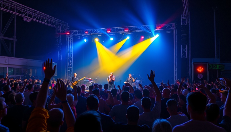 Rock the Universe festival lineup featuring band on stage with lively crowd.