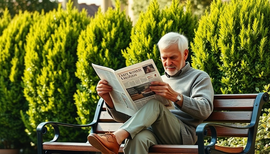 Relaxed man reading newspaper on garden bench - Hire Your Rockstar Replacement.