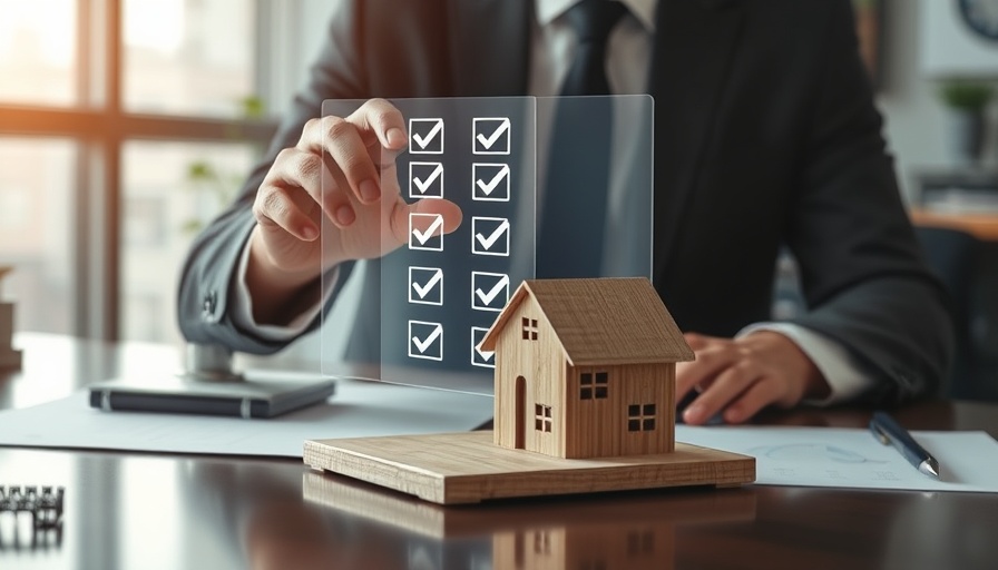 Complex home buying system with digital checklist and wooden house model.