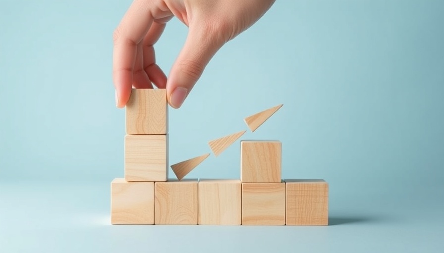 Wooden blocks with arrows symbolizing startup growth and strategy.