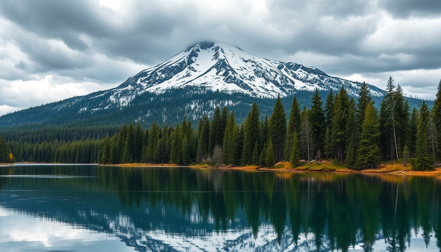 Scenic view of U.S. national parks with mountain and lake.