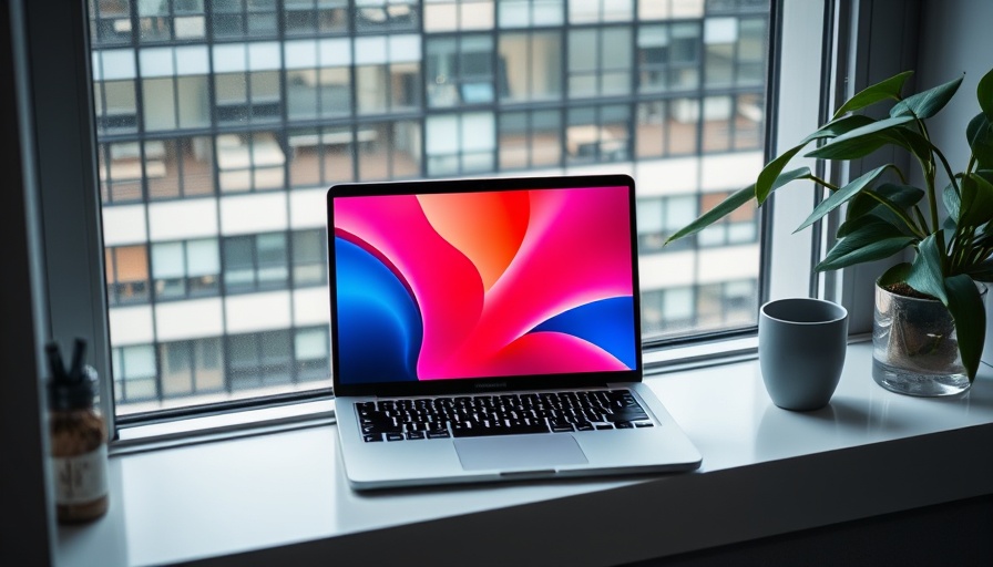Sleek MacBook Air M1 resting on a windowsill in an office.