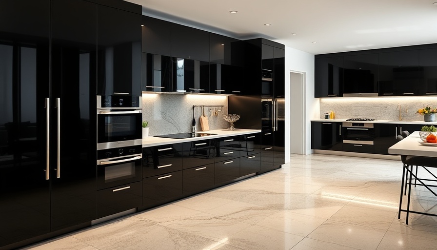 Modern kitchen designs featuring black cabinets and stylish decor.