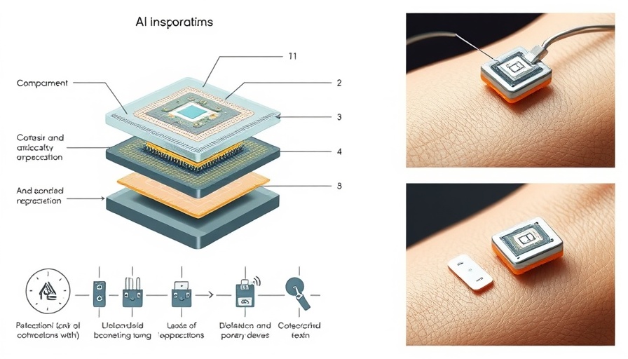 AI and bioelectronics wound healing device schematic and application.