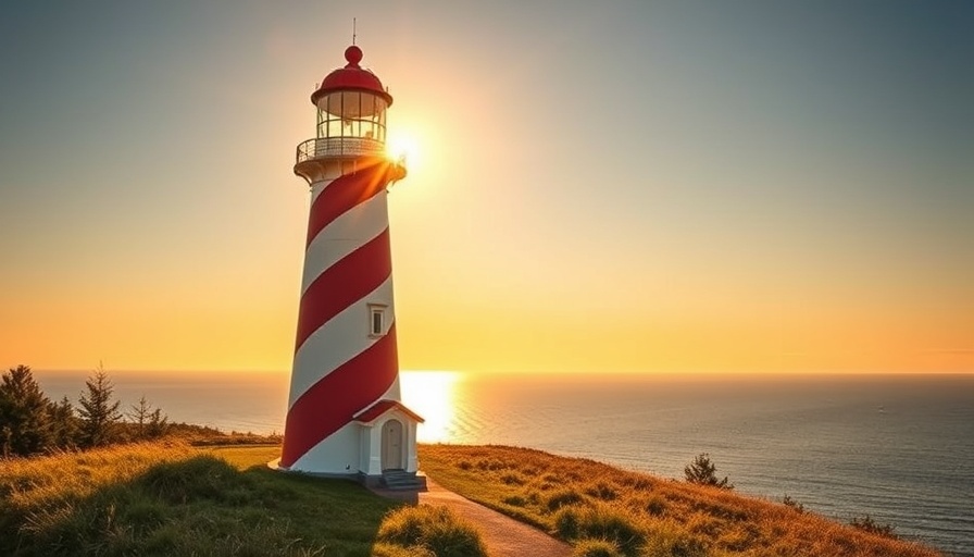 Candy-striped lighthouse at sunset, vibrant scene 24 Hours in Lubec and Campobello Island