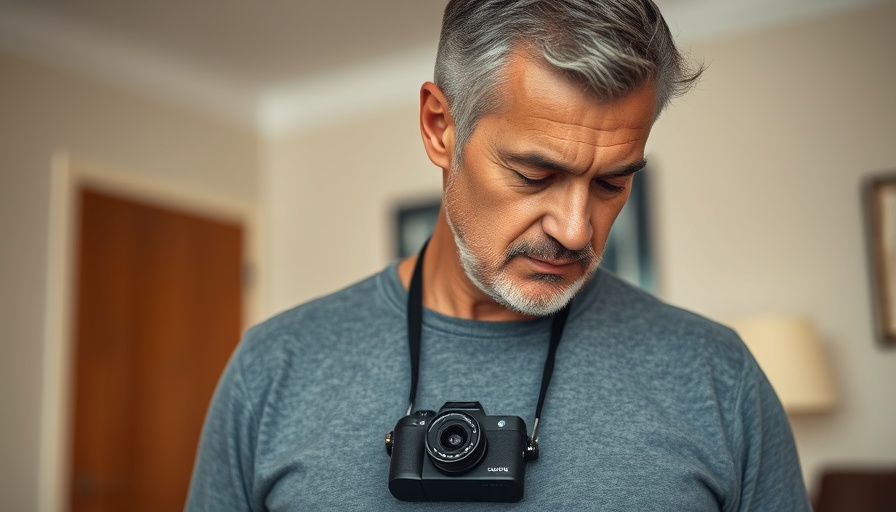 Mature man demonstrating wearable camera for Next Level POV in Gaming.