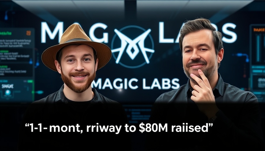 Magic Labs $80M funding announcement with two men and logos.
