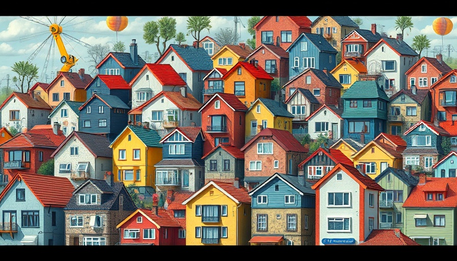 Colorful collage illustrating real estate strategies with housing and innovation.