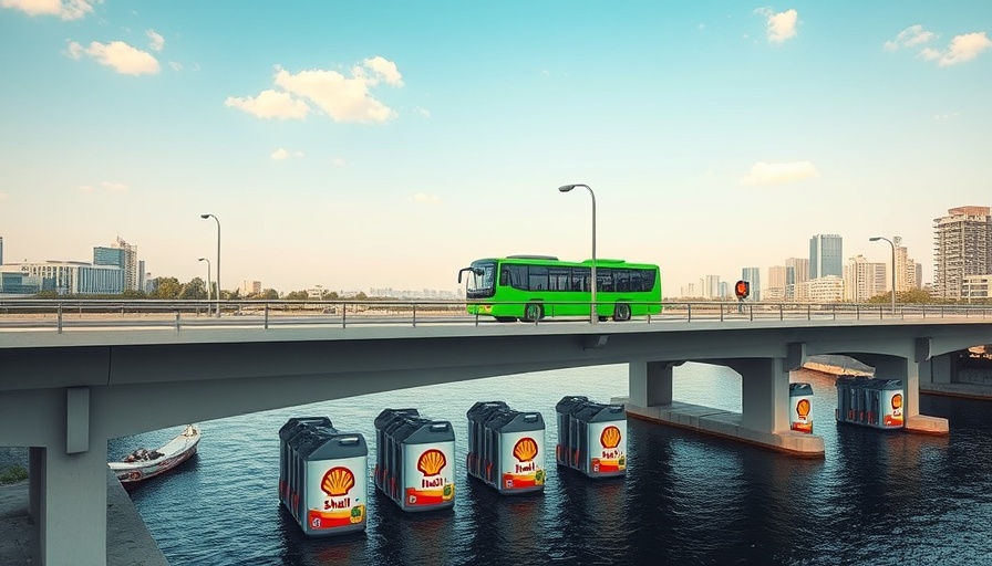GTL technology in Nigeria: vehicles on highway above Shell Helix oil bottles.