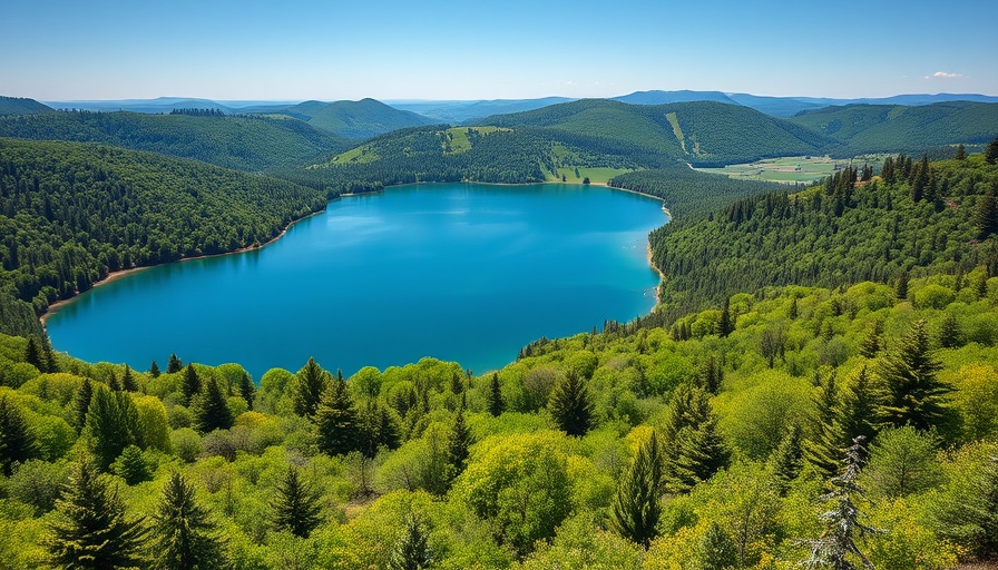 Scenic view of a lake surrounded by green forests in Middlesex County.