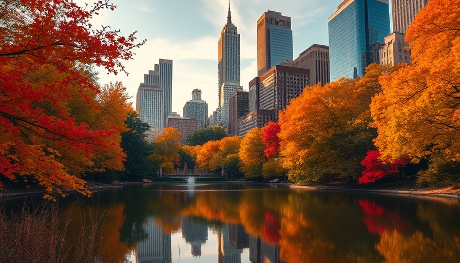 New York Climate Week 2025: Autumn scene in Central Park with skyscrapers.