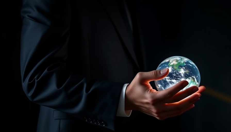 Businessperson holding a glowing globe symbolizing the triple bottom line.