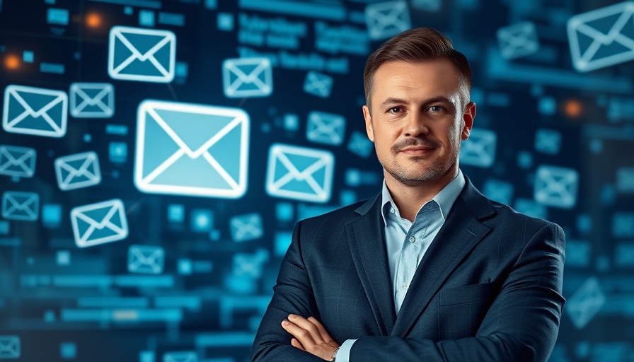 Digital theme with man and email icons for real estate lead generation.